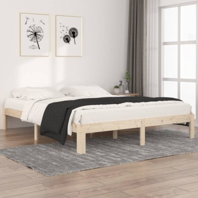 Estructura de cama sin colchón madera maciza de pino 160x200 cm