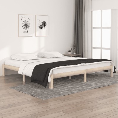 Estructura de cama sin colchón madera maciza de pino 200x200 cm