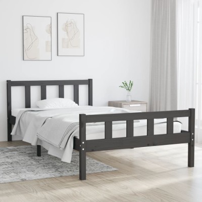 Estructura de cama sin colchón madera maciza gris 100x200 cm