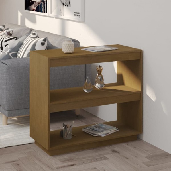 Estantería de madera maciza de pino marrón miel 80x35x71 cm