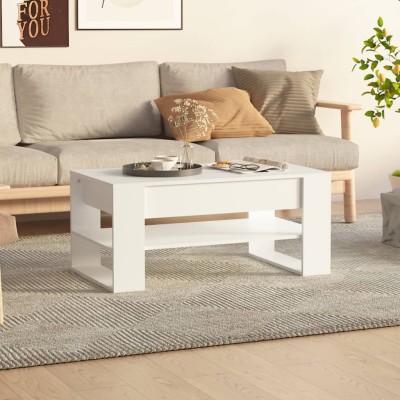 Mesa de centro madera de ingeniería blanco 102x55x42 cm