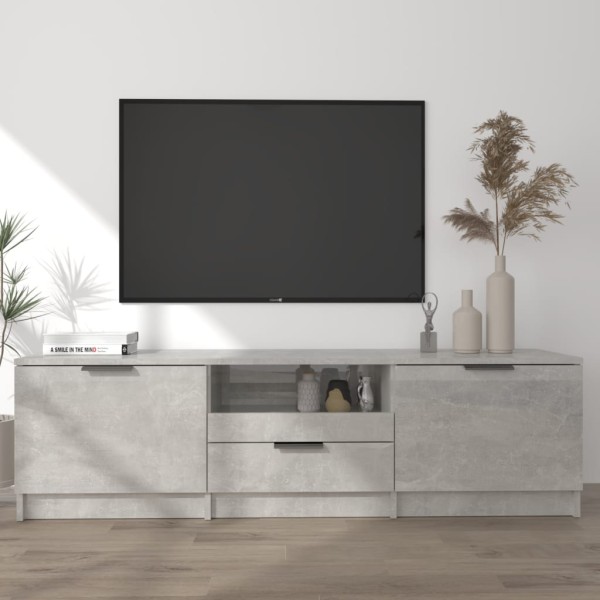Mueble de TV madera contrachapada gris hormigón 140x35x40 cm