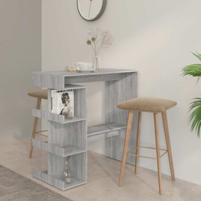 Mesa bar estante almacenaje gris Sonoma 100x50x101,5 cm