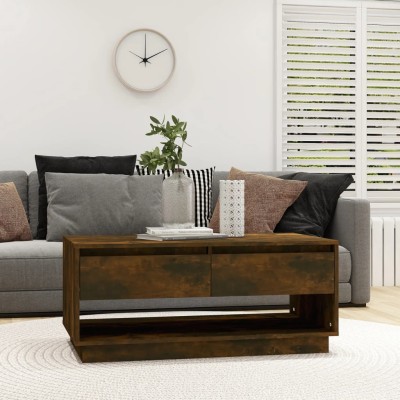 Mesa de centro madera de ingeniería roble ahumado 102,5x55x44cm