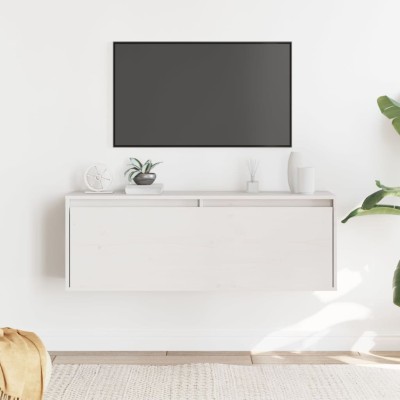 Armario de pared de madera maciza de pino blanco 100x30x35 cm