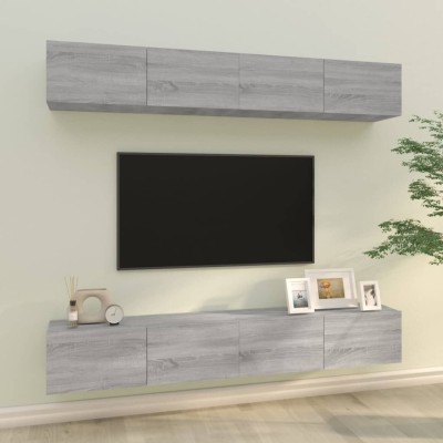 Muebles de TV 4 piezas gris Sonoma 100x30x30 cm