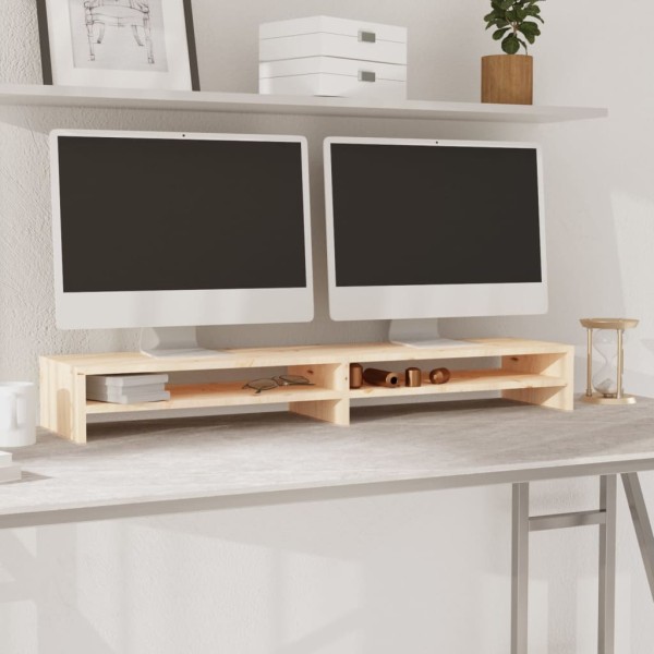 Soporte de monitor madera maciza de pino 100x24x13 cm