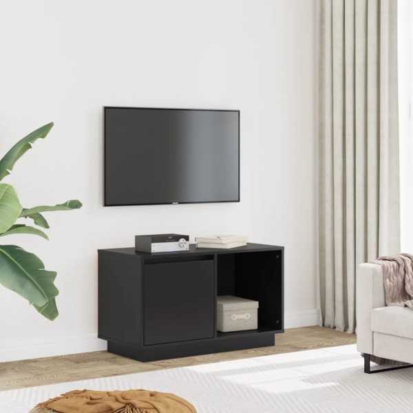 Mueble de TV de madera maciza de pino negro 74x35x44 cm