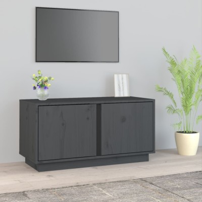 Mueble de TV madera maciza de pino gris 80x35x40,5 cm