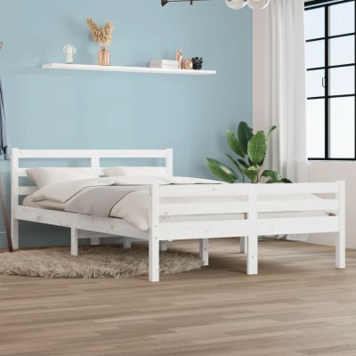 Estructura de cama doble sin colchón madera blanco 135x190 cm