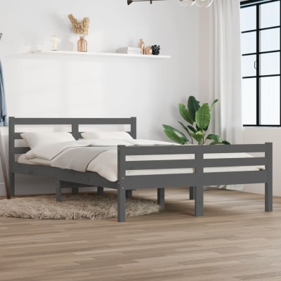Estructura de cama sin colchón madera maciza gris 140x190 cm