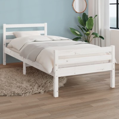 Estructura de cama sin colchón madera maciza blanco 100x200 cm