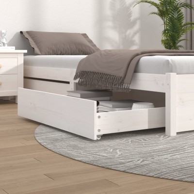 Cajones de cama 2 unidades madera maciza de pino blanco