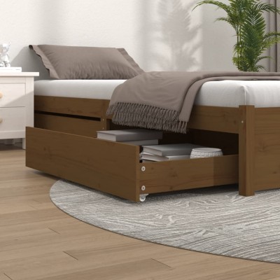 Cajones de cama 2 unidades madera maciza de pino marrón miel