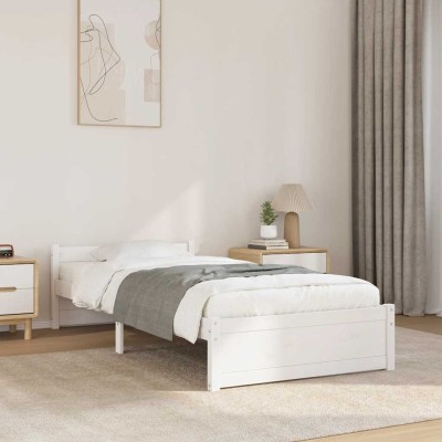 Estructura cama individual sin colchón madera blanco 90x190 cm