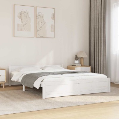 Estructura de cama doble sin colchón madera blanco 135x190 cm