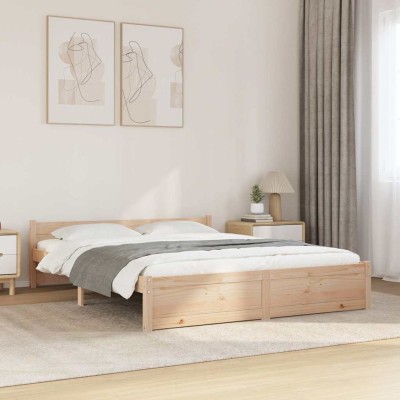 Estructura de cama sin colchón madera maciza 140x200 cm