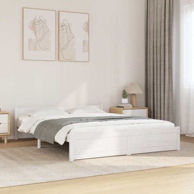 Estructura de cama sin colchón madera maciza blanco 140x200 cm