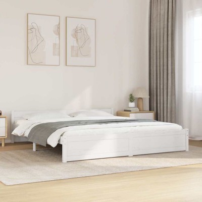 Estructura de cama sin colchón madera maciza blanco 180x200 cm