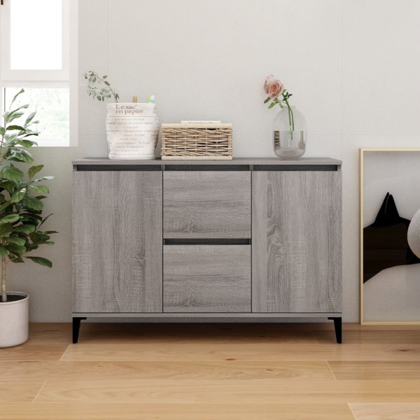 Aparador de madera contrachapada gris Sonoma 102x35x70 cm