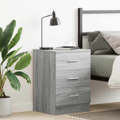 Mesita de noche madera contrachapada gris Sonoma 38x35x56 cm