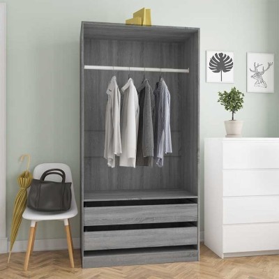 Armario de madera contrachapada gris Sonoma 100x50x200 cm