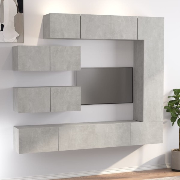Set de muebles de TV 7 pzas madera contrachapada gris hormigón