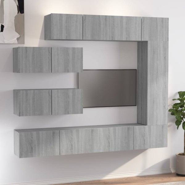 Set de muebles para TV 7 pzas madera contrachapada gris Sonoma