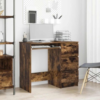Escritorio de madera contrachapada roble ahumado 90x45x76 cm