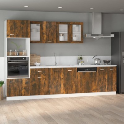 Mueble bajo fregadero "Lyon" roble ahumado 80x46x81,5 cm madera de ingeniería