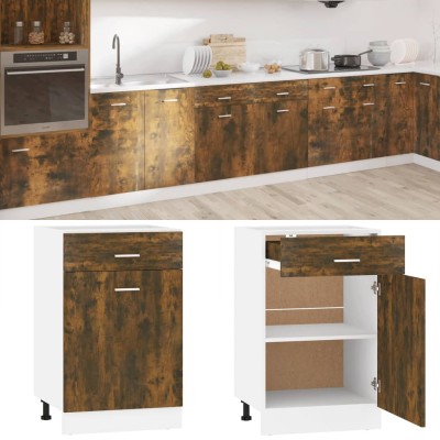 Mueble bajo con cajón "Lyon" roble ahumado 50x46x81,5 cm Madera de ingeniería