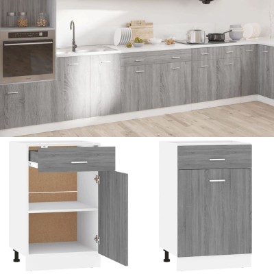 Mueble bajo con cajón "Lyon" gris Sonoma, 50x46x81,5 cm, madera de ingeniería,