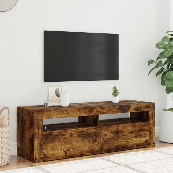 Mueble de TV con luces LED color roble ahumado 120x35x40 cm
