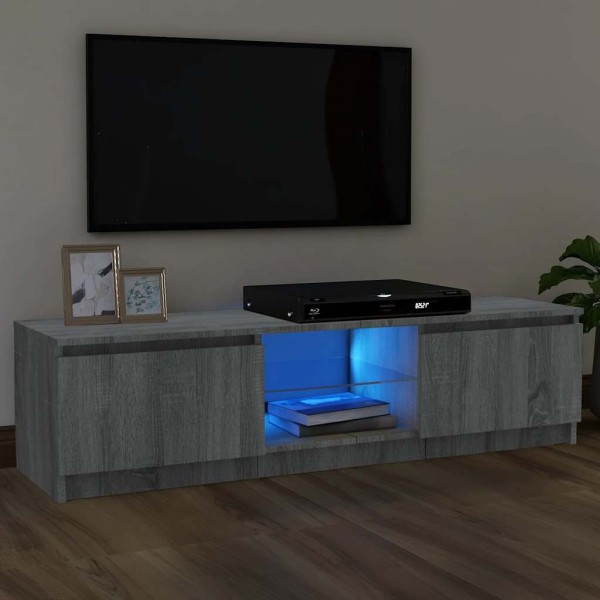 Mueble de TV con luces LED gris Sonoma 120x30x36 cm