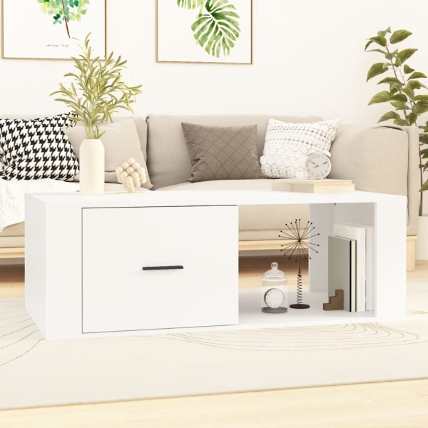 Mesa de centro madera contrachapada blanco 100x50,5x35 cm