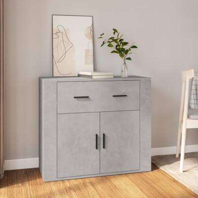 Aparador de madera contrachapada gris hormigón 80x33x70 cm