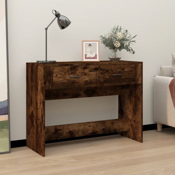 Mesa consola madera contrachapada roble ahumado 100x39x75 cm