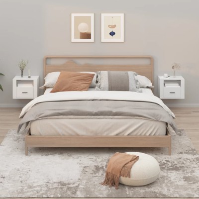 Mesitas de noche de pared 2 uds blanco 50x36x40 cm