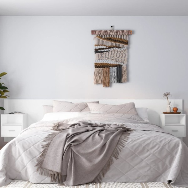 Cabecero de cama con mesitas madera contrachapada blanco