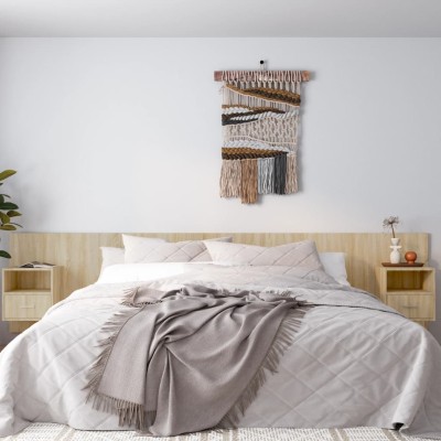 Cabecero de cama con mesitas madera contrachapada roble Sonoma