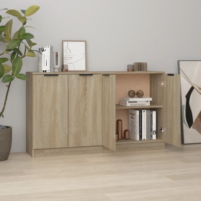 Aparadores 2 uds madera contrachapada roble Sonoma 60x30x70 cm