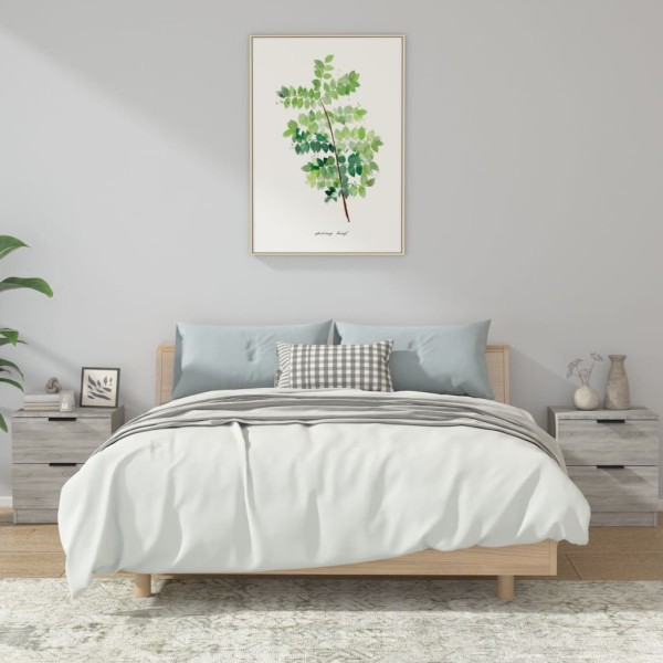 Mesitas de noche 2 uds madera contrachapada gris Sonoma