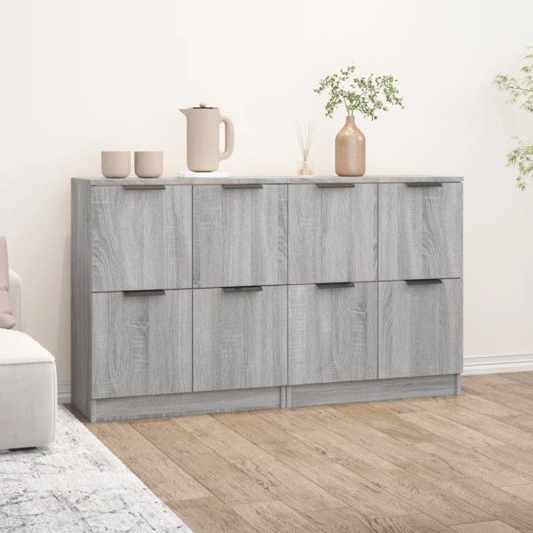 Aparadores 2 uds madera contrachapada gris Sonoma 60x30x70 cm
