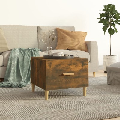 Mesa de centro madera contrachapada roble ahumado 50x50x40 cm