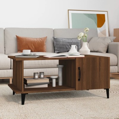 Mesa de centro madera contrachapada roble marrón 90x50x40 cm
