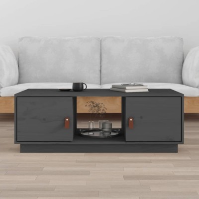 Mesa de centro de madera maciza de pino gris 100x50x35 cm