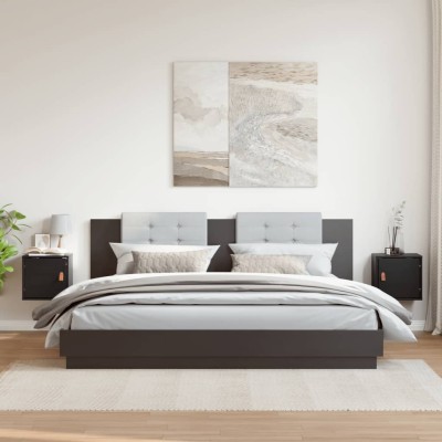 Armarios de pared 2 uds madera maciza pino negro 31,5x30x30 cm