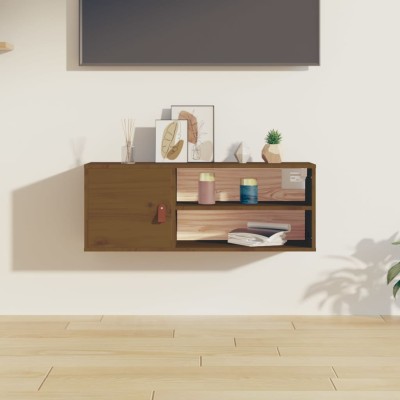 Armario de pared madera maciza de pino marrón miel 80x30x30 cm