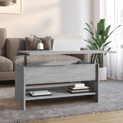 Mesa de centro madera contrachapada gris Sonoma 80x50x40 cm