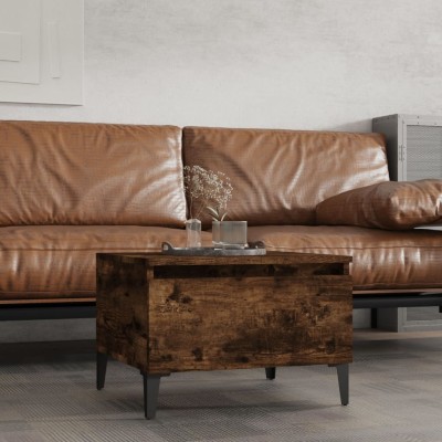 Mesa auxiliar madera contrachapada roble ahumado 50x46x35 cm